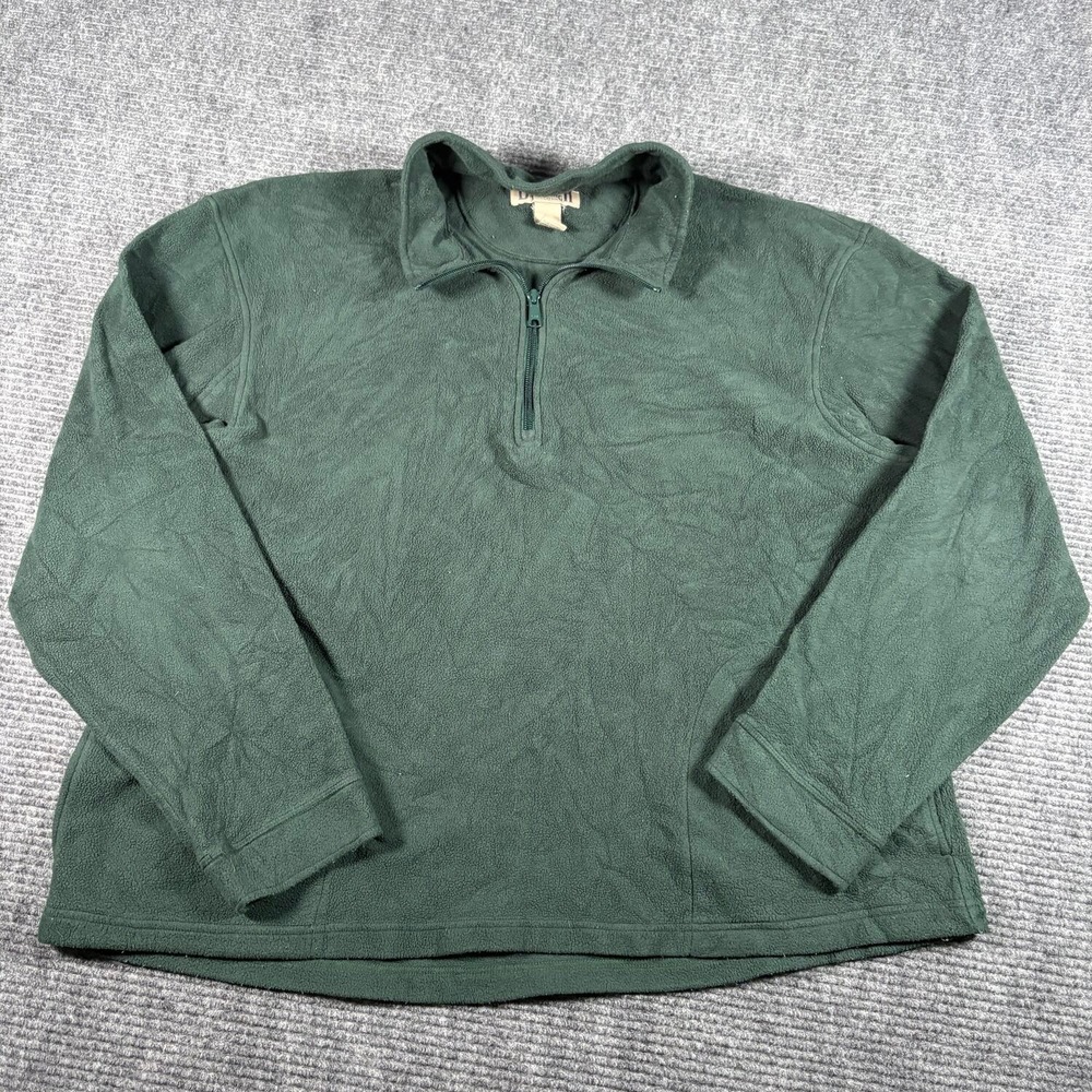 Duluth Trading Co Fleece Pullover Mens 2XL Green Excellent 1/4 Zip Mock Neck